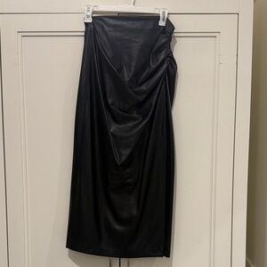 Zara Asymmetrical Black faux leather Skirt